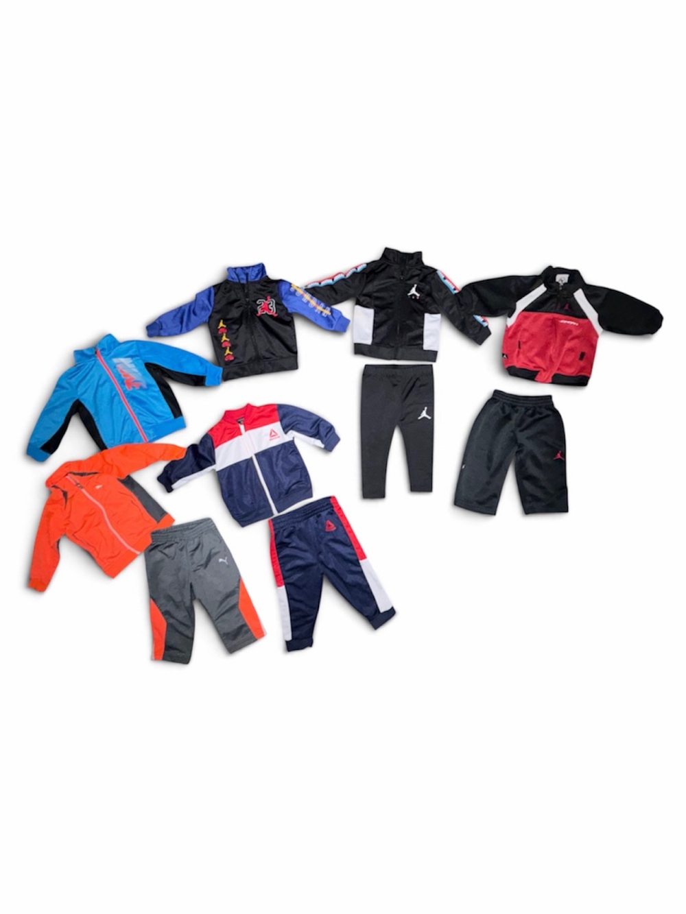 Jordan Kids Multi-Color Athletic Tracksuit Set - Black, Red, Blue, Orange